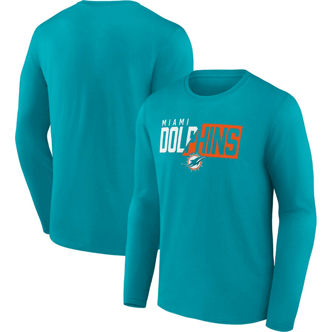 Men's Aqua Miami Dolphins One Two Long Sleeve T-Shirt